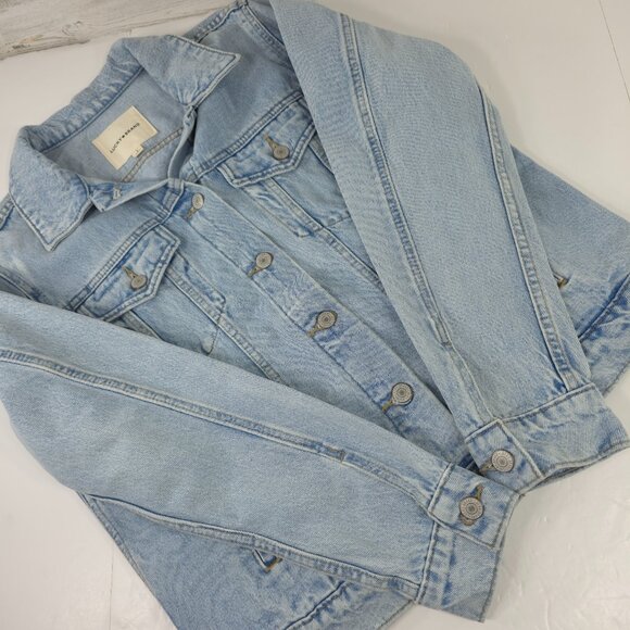 NWT $109 LUCKY BRAND BLUE DENIM JACKET WOMEN'S SIZE LARGE LIGHT WASH POCKETS NEW - Picture 6 of 16